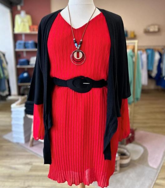 Tunique plissée et collier Rouge à Châteaubriant